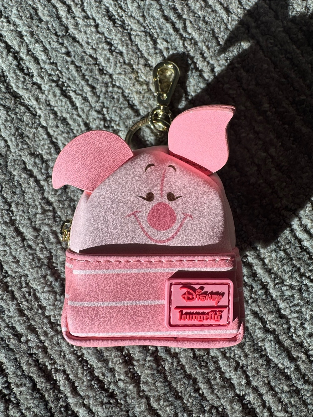 Disney Pink Piglet Mini Backpack Keychain with Gold Hardware - Picture 2 of 7